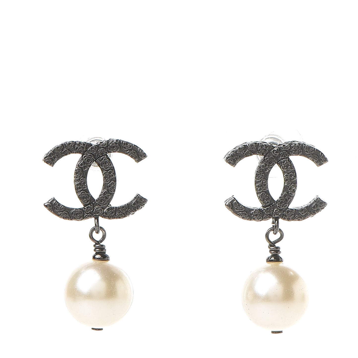 Ruthenium CC Pearl Drop Earrings