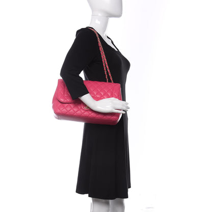 Chanel Lambskin Quilted Jumbo Mademoiselle Chic Flap Fuchsia 2 of 10