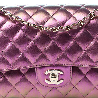 Chanel Iridescent Lambskin Quilted Medium Double Flap Purple 10 of 11