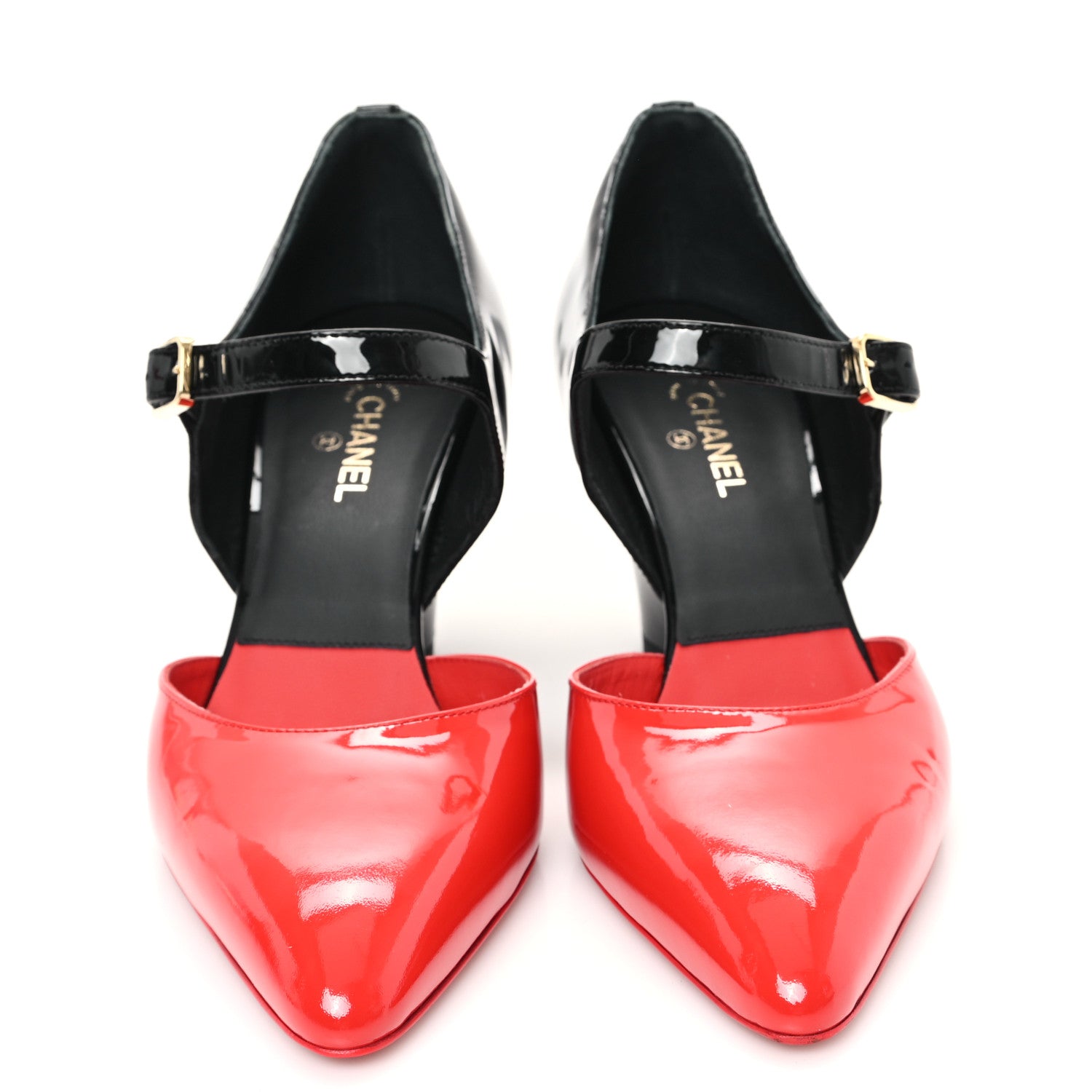 Chanel Patent Calfskin CC Pumps 38.5 Pink Black 3 of 10