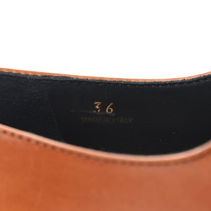 Prada Calfskin Metal Triangle Logo Flow Heeled Loafers 36 Caramel 16 of 18