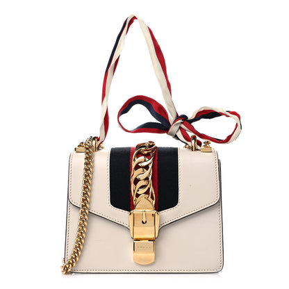 Gucci Calfskin Mini Sylvie Chain Shoulder Bag White 1 of 14