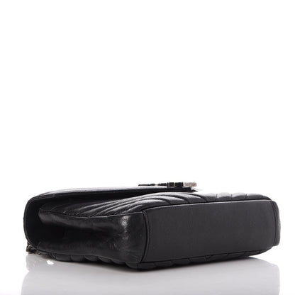 Saint Laurent Sheepskin Matelasse Chevron Monogram Medium College Bag Black 4 of 8