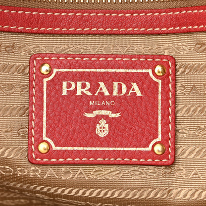Prada Vitello Daino Side Zip Shopper Tote Rosso 6 of 11