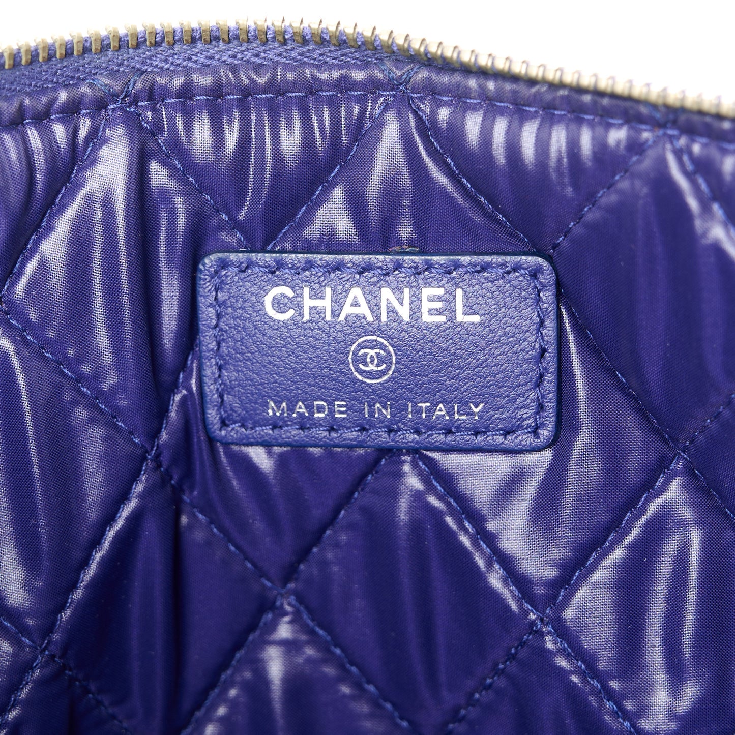 Lambskin Quilted Medium Cosmetic Case Purple