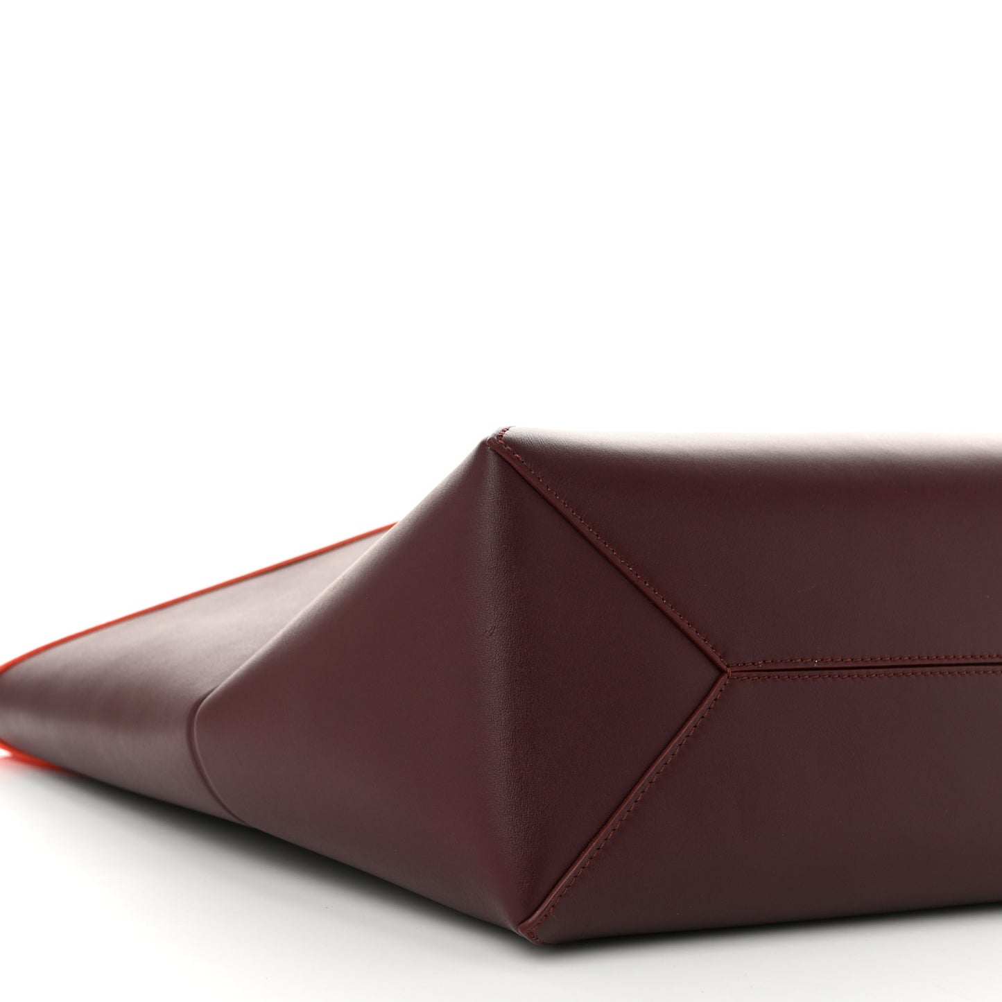 Shiny Calfskin Medium Puzzle Fold Tote Burgundy Orange