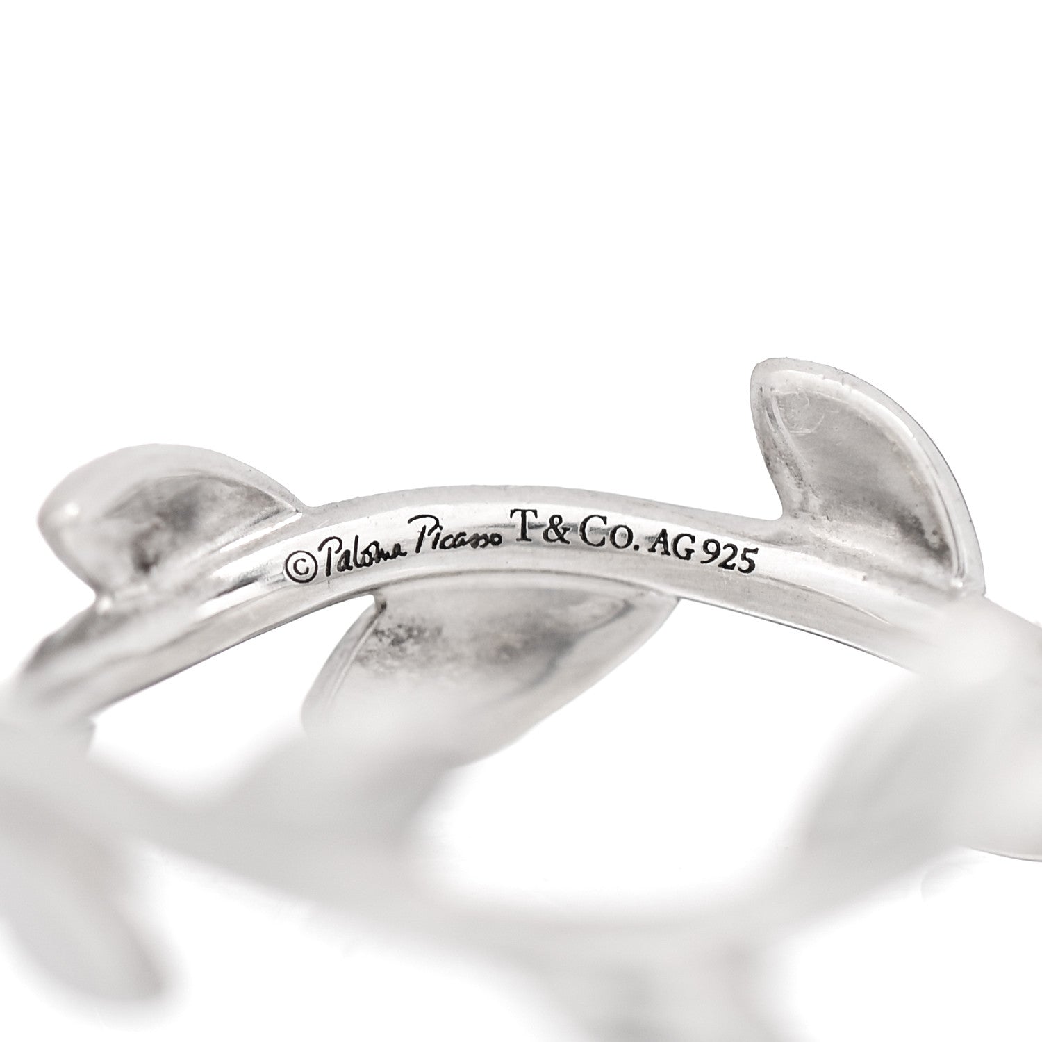 Tiffany Sterling Silver Paloma Picasso Narrow Olive Leaf Band Ring 46 3.75 4 of 5