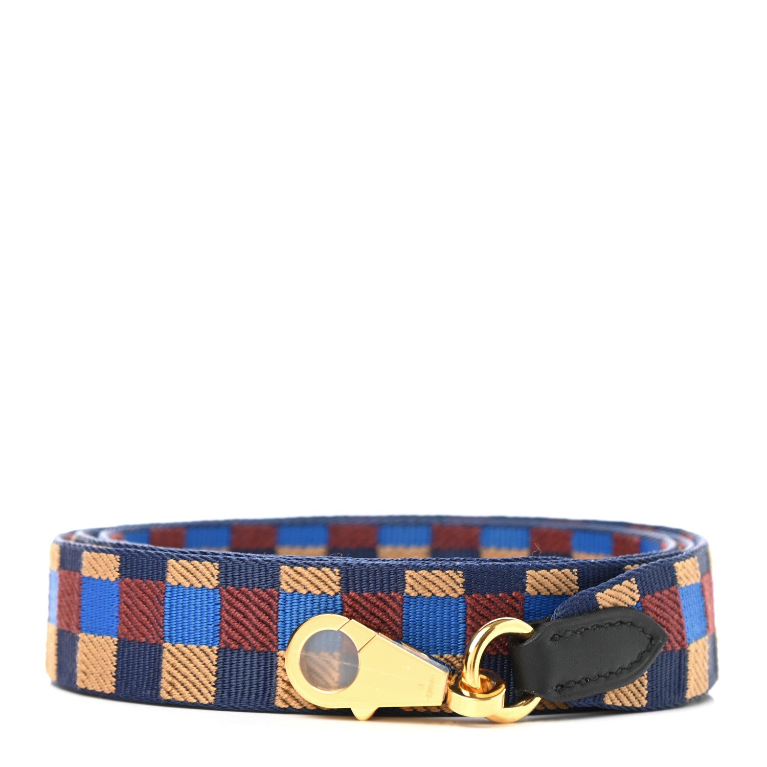 Hermes Toile Swift 25mm Maxi Quadrille Shoulder Strap Bleu Billard Biscuit Rouge H Black 1 of 5