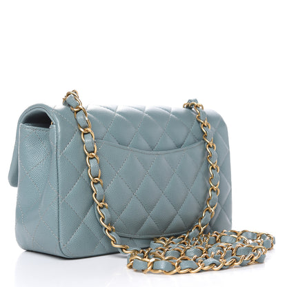 Chanel Iridescent Caviar Quilted Mini Rectangular Flap Light Blue 3 of 9