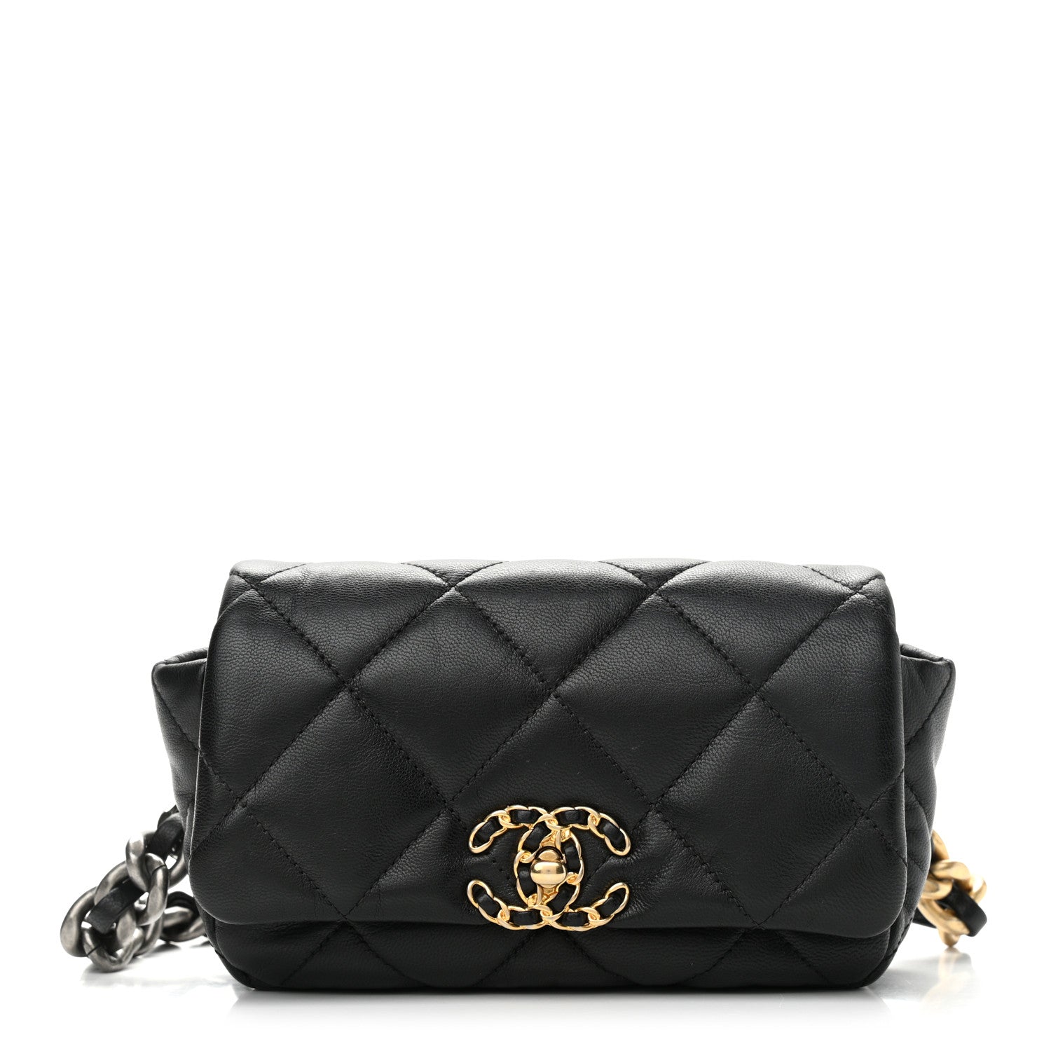 Chanel Goatskin Quilted Chanel 19 Waist Bag Black 1 of 11