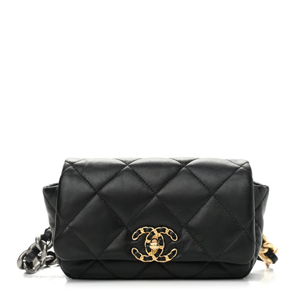 Chanel Goatskin Quilted Chanel 19 Waist Bag Black 1 of 11