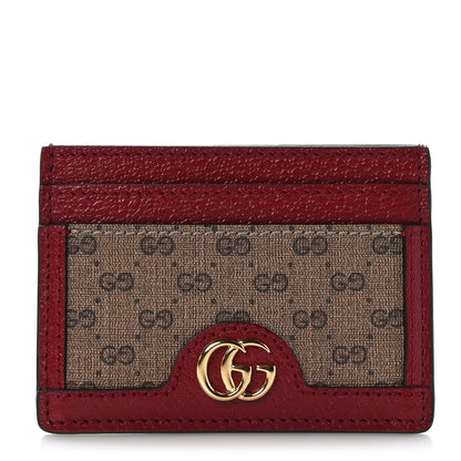 Gucci X DORAEMON Mini Vintage GG Supreme Monogram Card Holder Beige Cherry Red 1 of 16