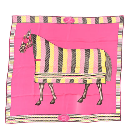 Hermes Silk Favori Du Faubourg Scarf 90 Rose Black Jaune 1 of 4