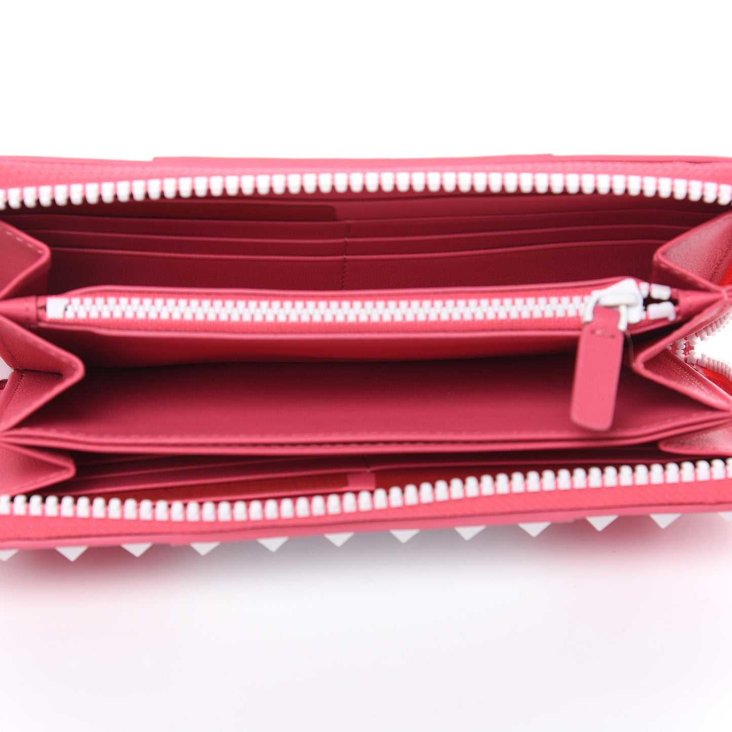 Vitello Colorblock Free Rockstud Zip Around Wallet Shadow Pink White