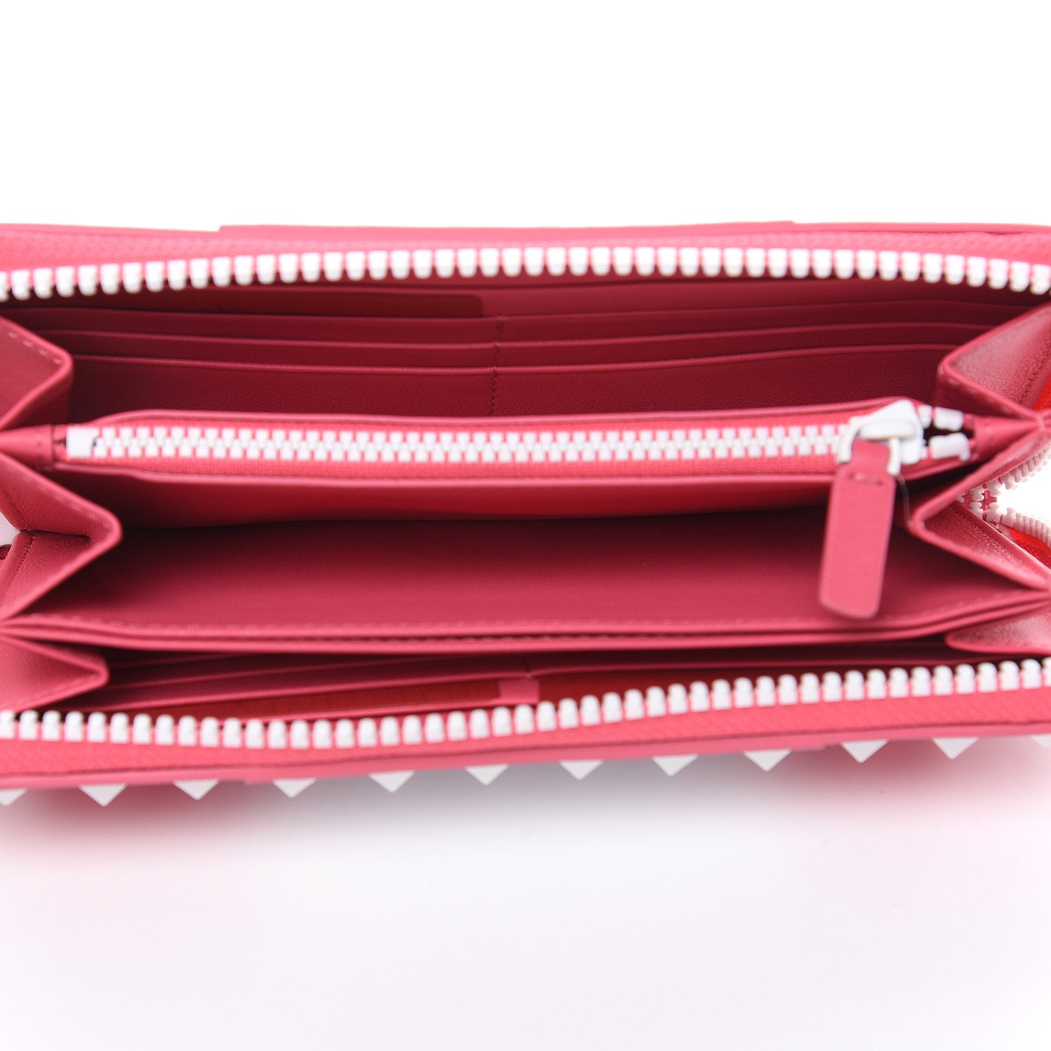 Valentino Garavani Vitello Colorblock Free Rockstud Zip Around Wallet Shadow Pink White 6 of 10