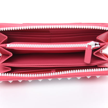 Valentino Garavani Vitello Colorblock Free Rockstud Zip Around Wallet Shadow Pink White 6 of 10