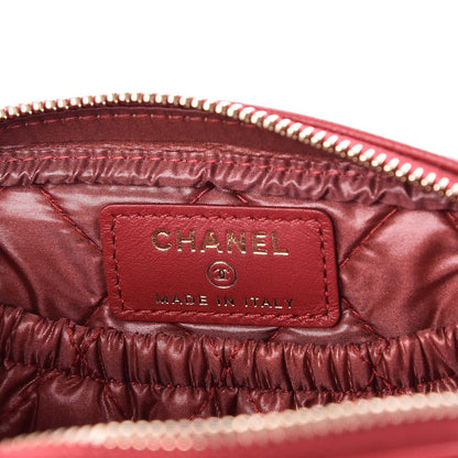 Chanel Caviar Quilted Small Curvy Pouch Cosmetic Case Dark Red 6 of 8