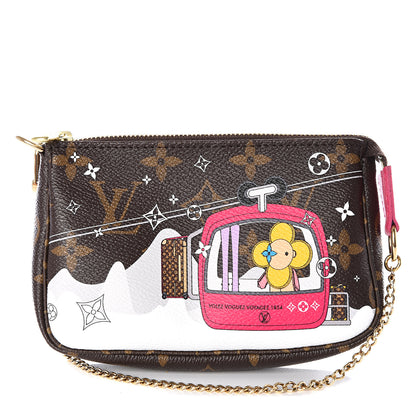 Louis Vuitton Monogram 2019 Christmas Animation Mini Courchevel Pochette Accessories Fuchsia 1 of 9