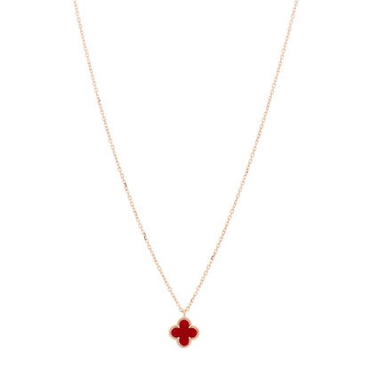 Van Cleef & Arpels 18K Rose Gold Carnelian Sweet Alhambra Pendant Necklace 1 of 5