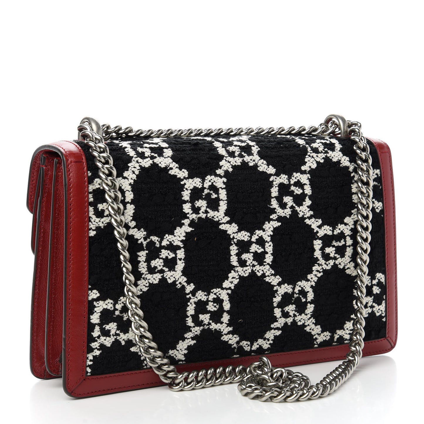 Tweed GG Monogram Small Dionysus Shoulder Bag Black White