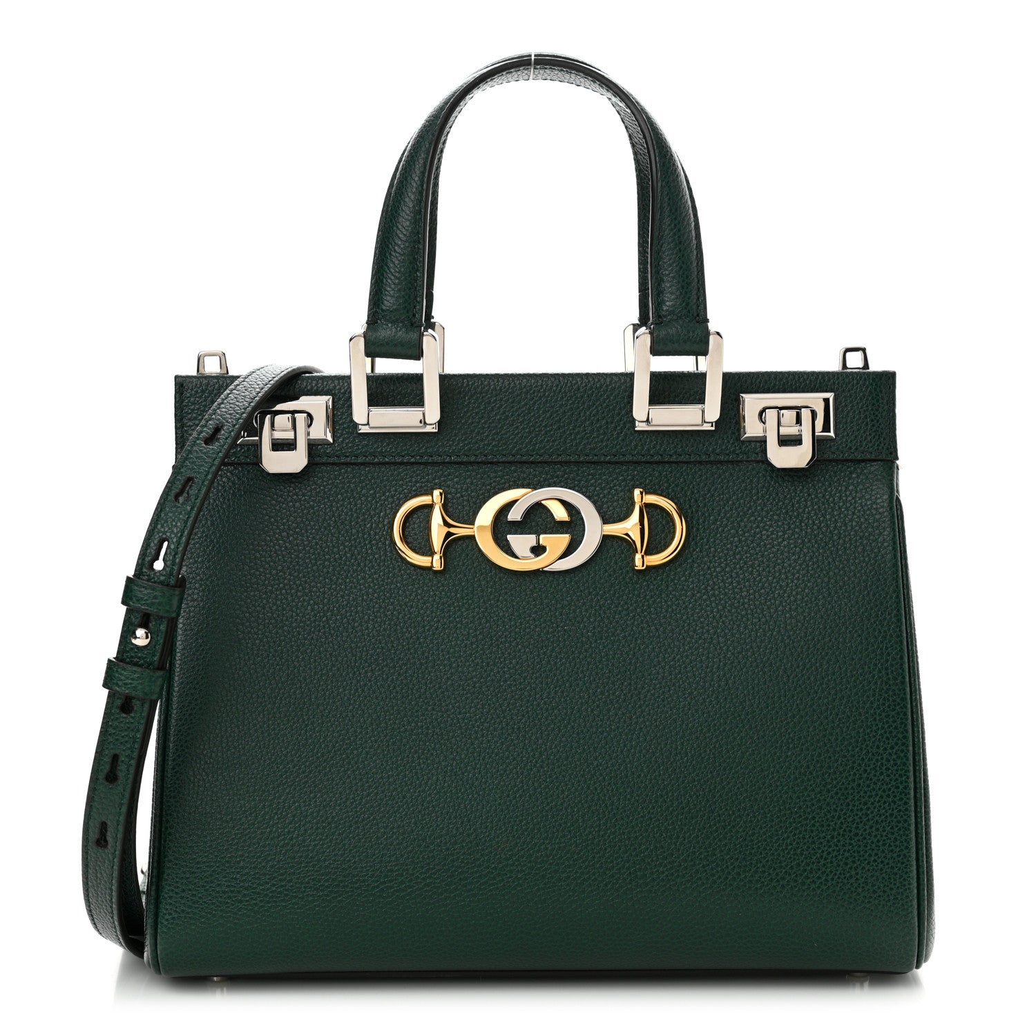 Gucci Grainy Calfskin Small Zumi Top Handle Bag Vintage Green 1 of 11