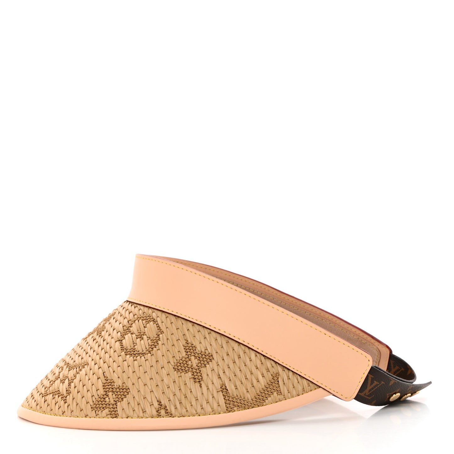Calfskin Raffia Monogram Strawgram Visor Natural