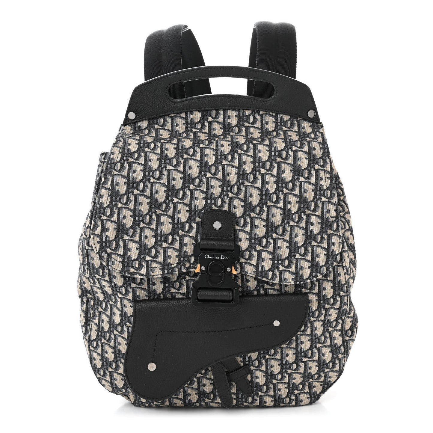 HOMME Oblique Calfskin Mens Saddle Backpack Navy Blue