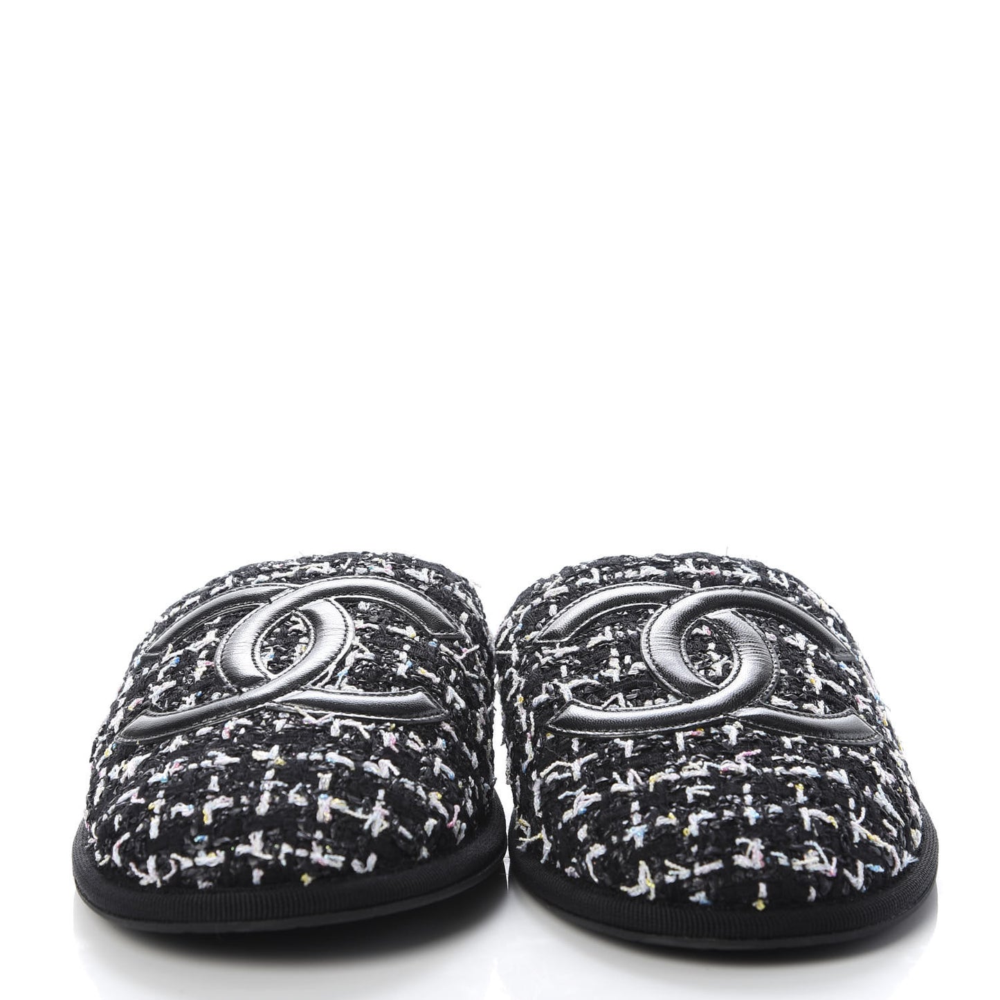 Tweed CC Flat Mules S Black