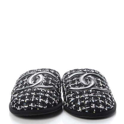Chanel Tweed CC Flat Mules S Black 2 of 10