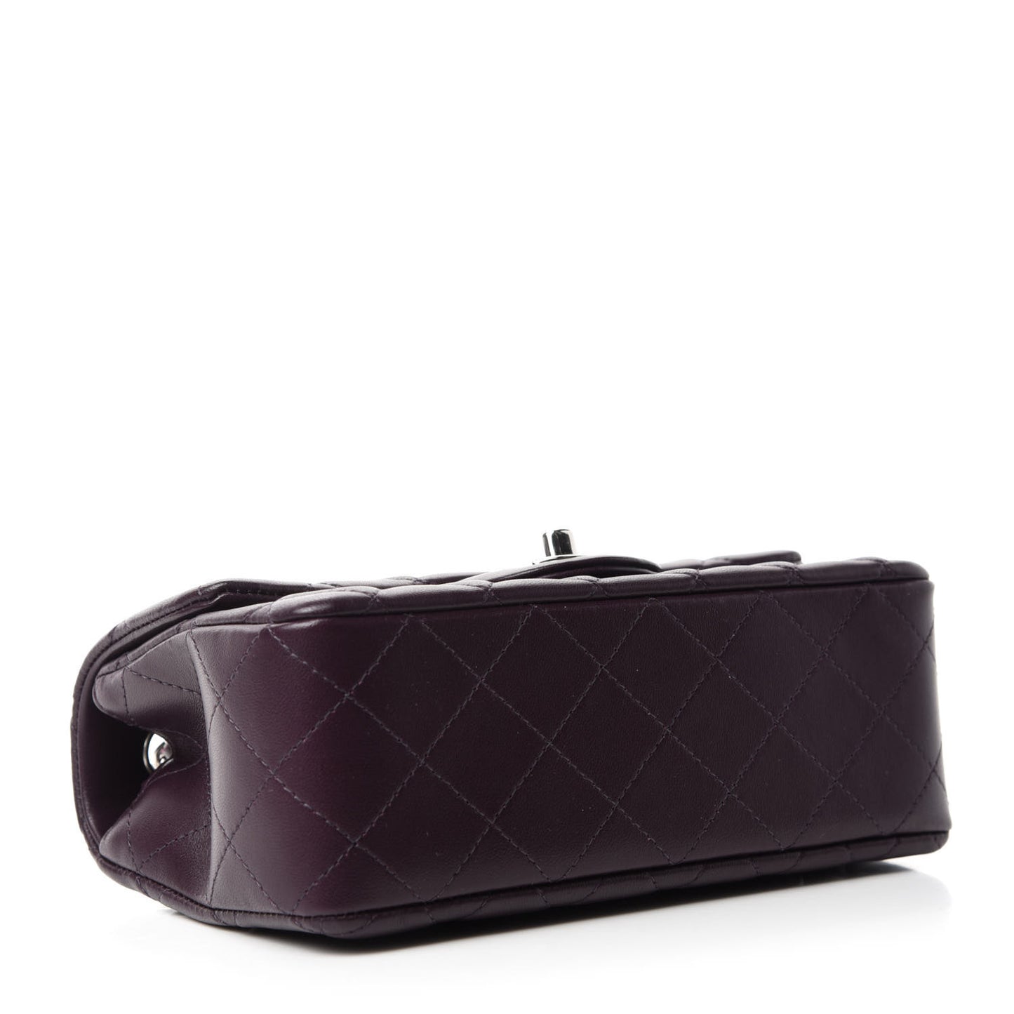 Lambskin Quilted Mini Rectangular Flap Dark Purple