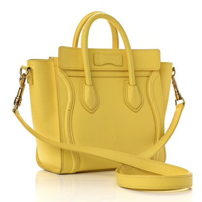 Celine Drummed Calfskin Nano Luggage Citron 3 of 14