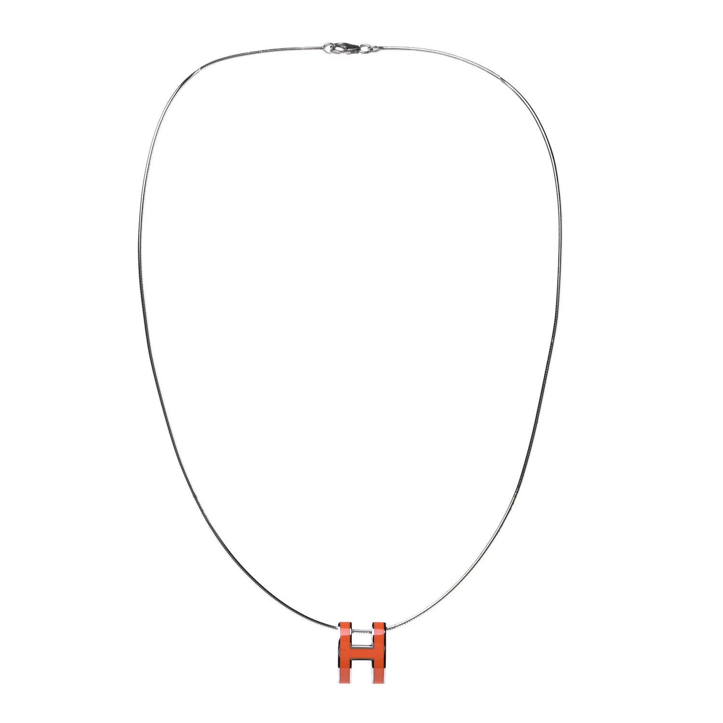 Lacquered Palladium Pop H Pendant Necklace Orange