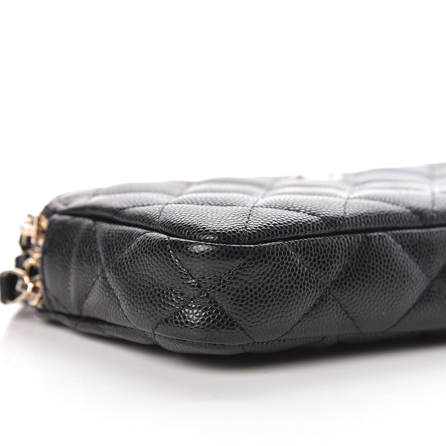 Caviar Quilted Small Clutch With Chain Black