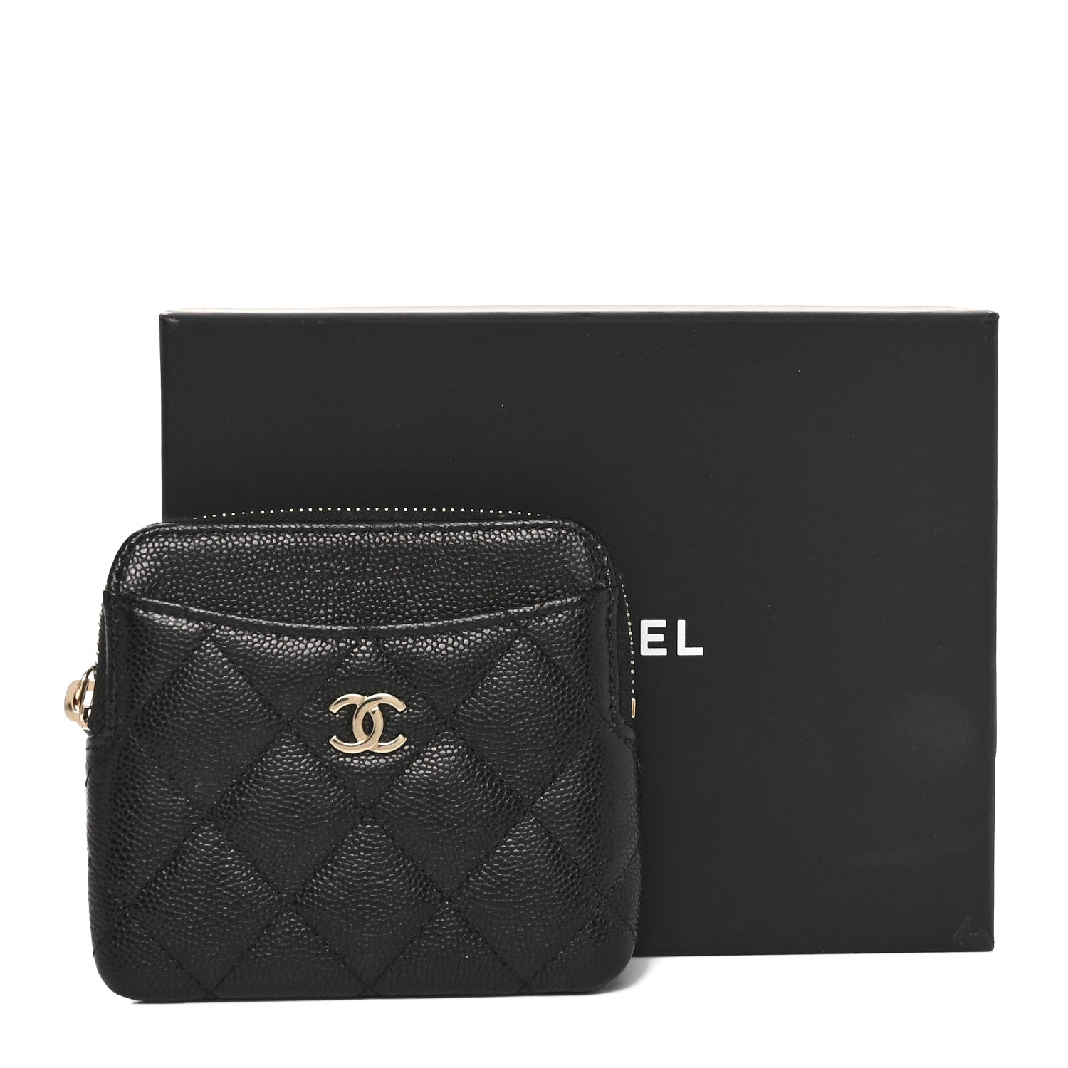 Chanel Caviar Quilted Zip Card Holder Wallet Black 9 of 9