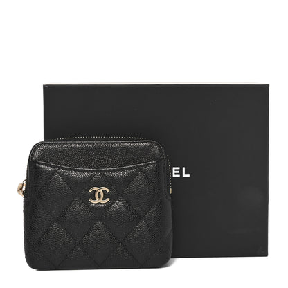 Chanel Caviar Quilted Zip Card Holder Wallet Black 9 of 9