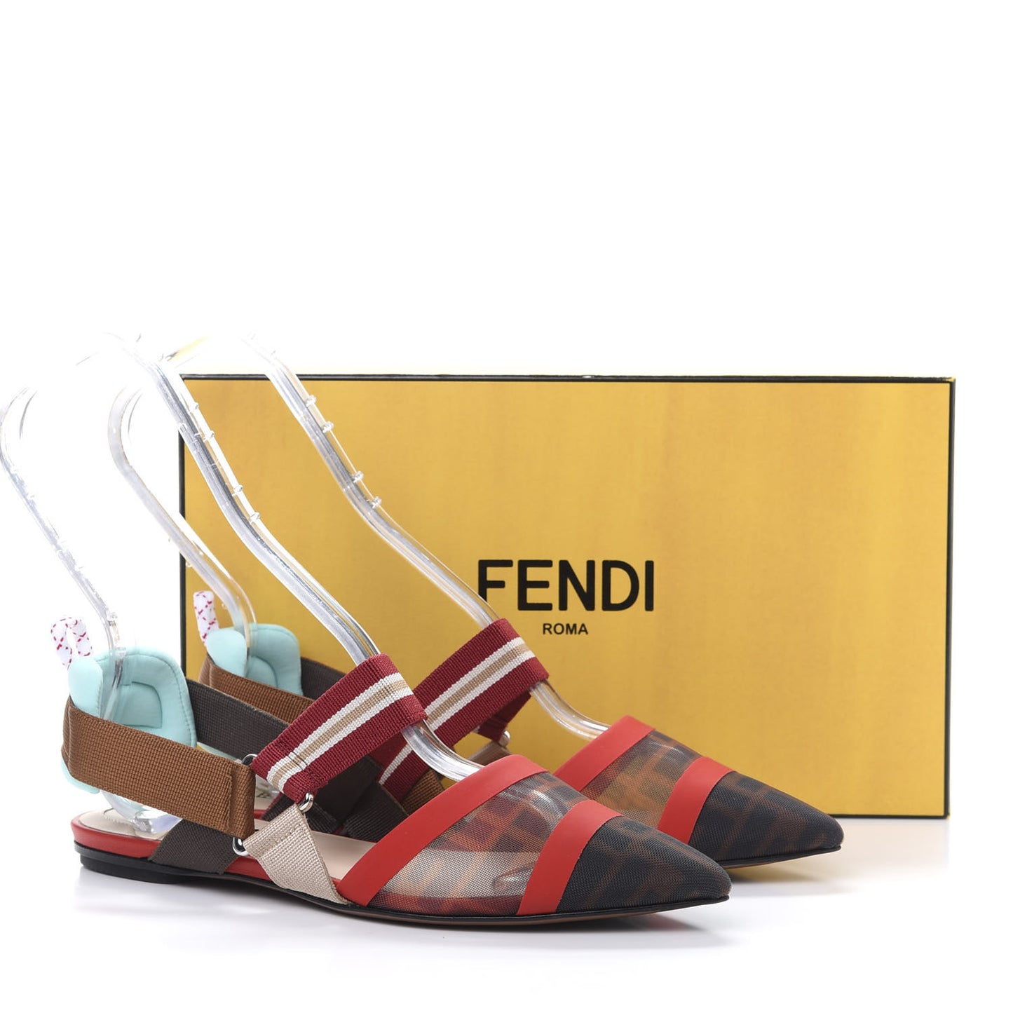 Technical Mesh FF Colibri Slingback Ballerina Flats 37 Tobacco Moro Cipria Papavero