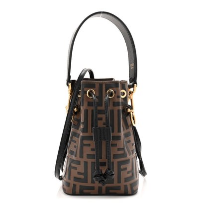 Fendi Vitello Liberty F is Fendi Bi-Color FF 1974 Embossed Mini Mon Tresor Bucket Bag Maya Black 1 of 10