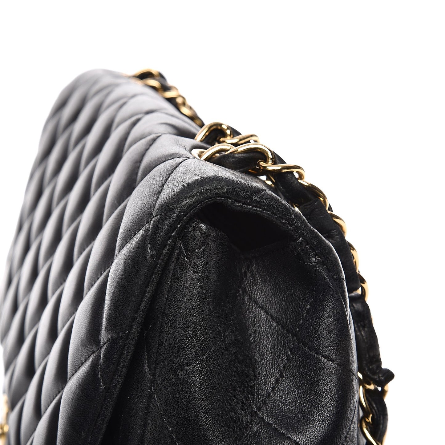 Lambskin Quilted Jumbo Single Flap Black