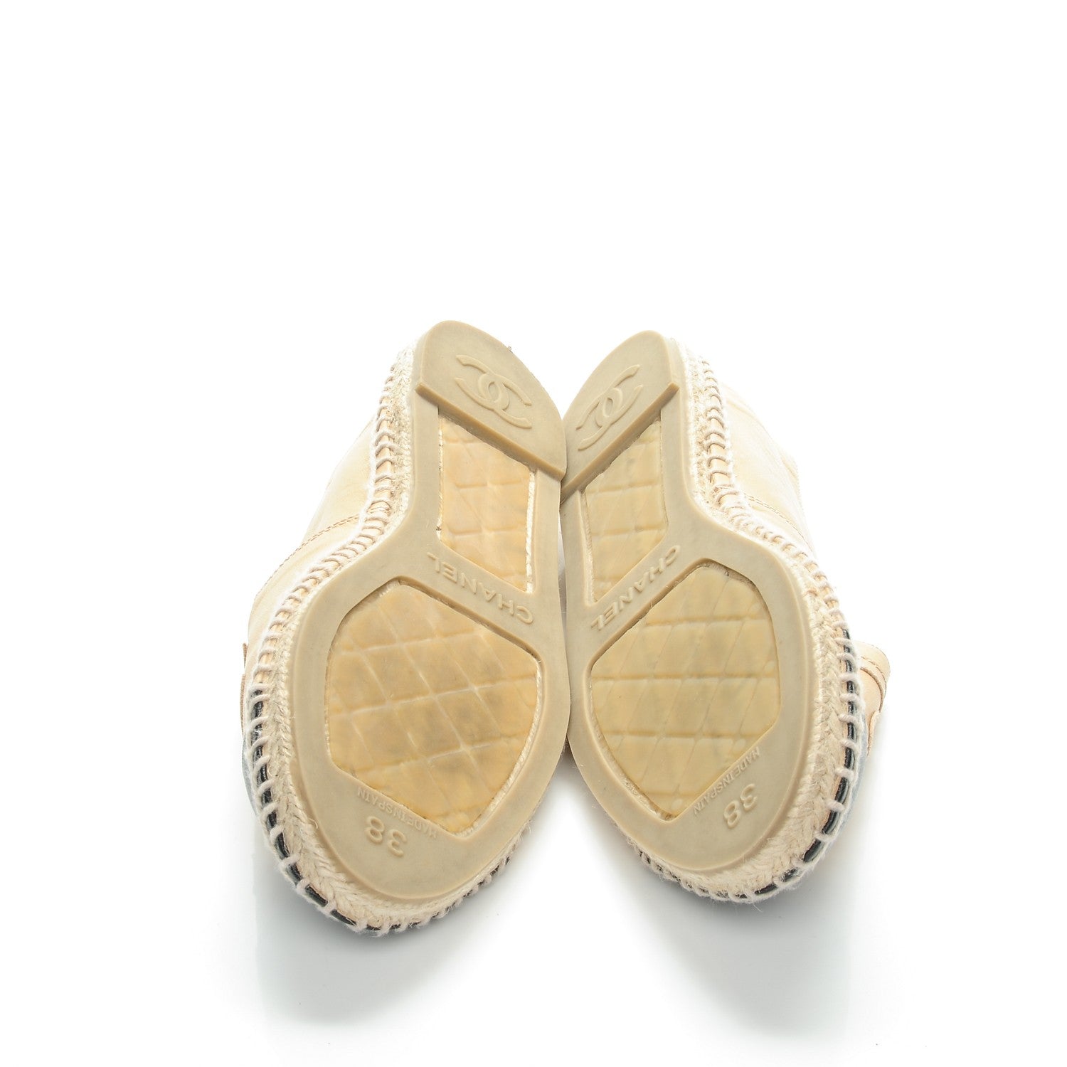 Chanel Lambskin CC Espadrilles 38 Beige Black 5 of 10