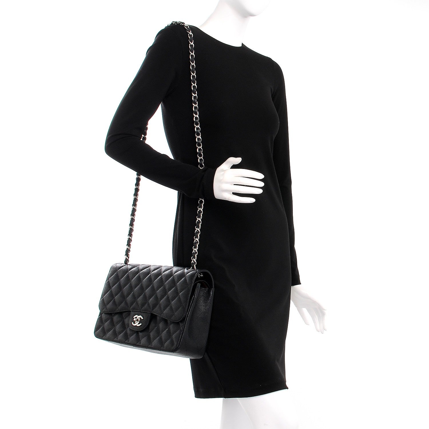 Chanel Caviar Quilted Jumbo Double Flap Black 2 of 9