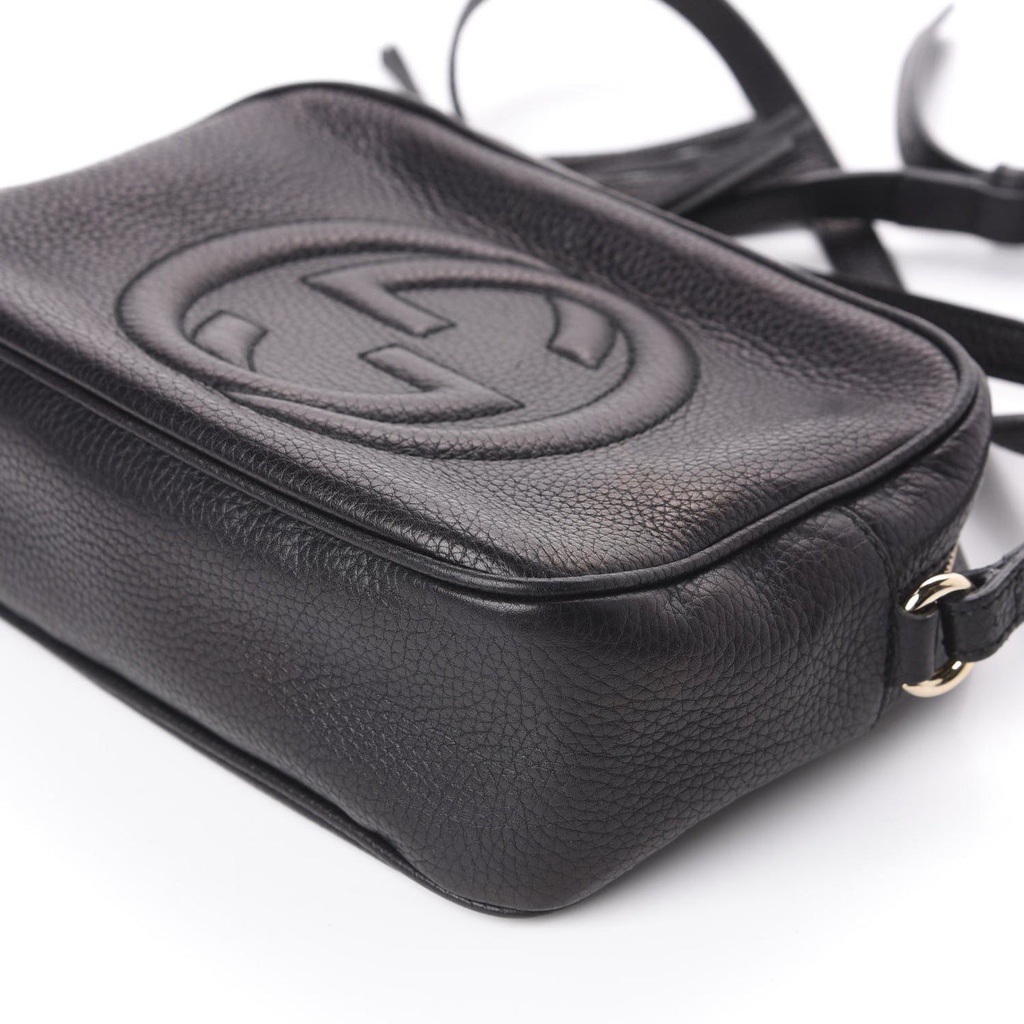 Pebbled Calfskin Small Soho Disco Bag Black