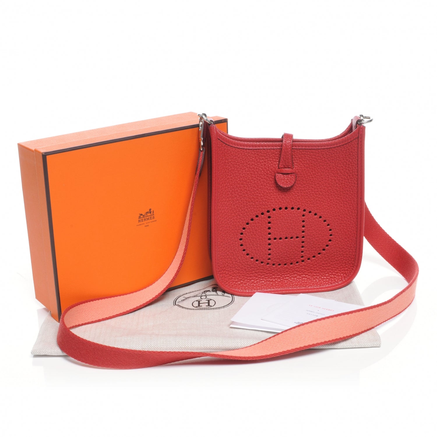 Hermes Taurillon Clemence Evelyne TPM Rouge Casaque 5 of 9