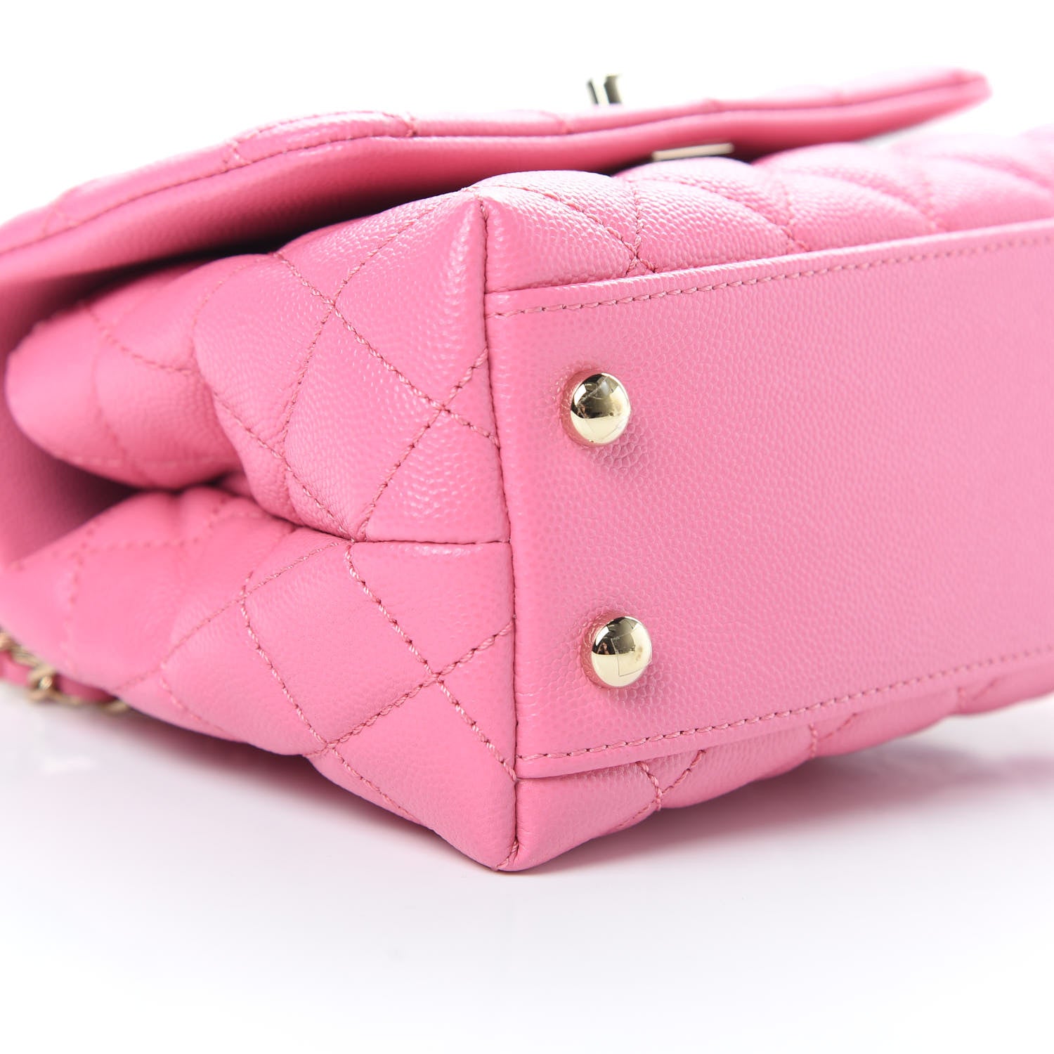 Chanel Caviar Quilted Lizard Embossed Extra Mini Coco Handle Flap Pink 9 of 10