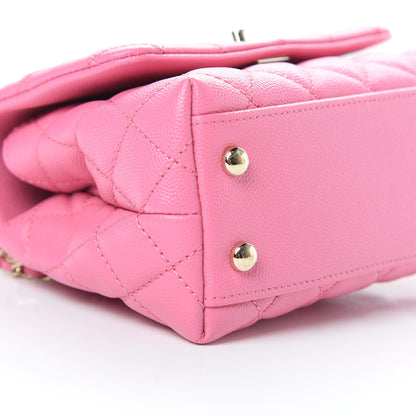 Chanel Caviar Quilted Lizard Embossed Extra Mini Coco Handle Flap Pink 9 of 10