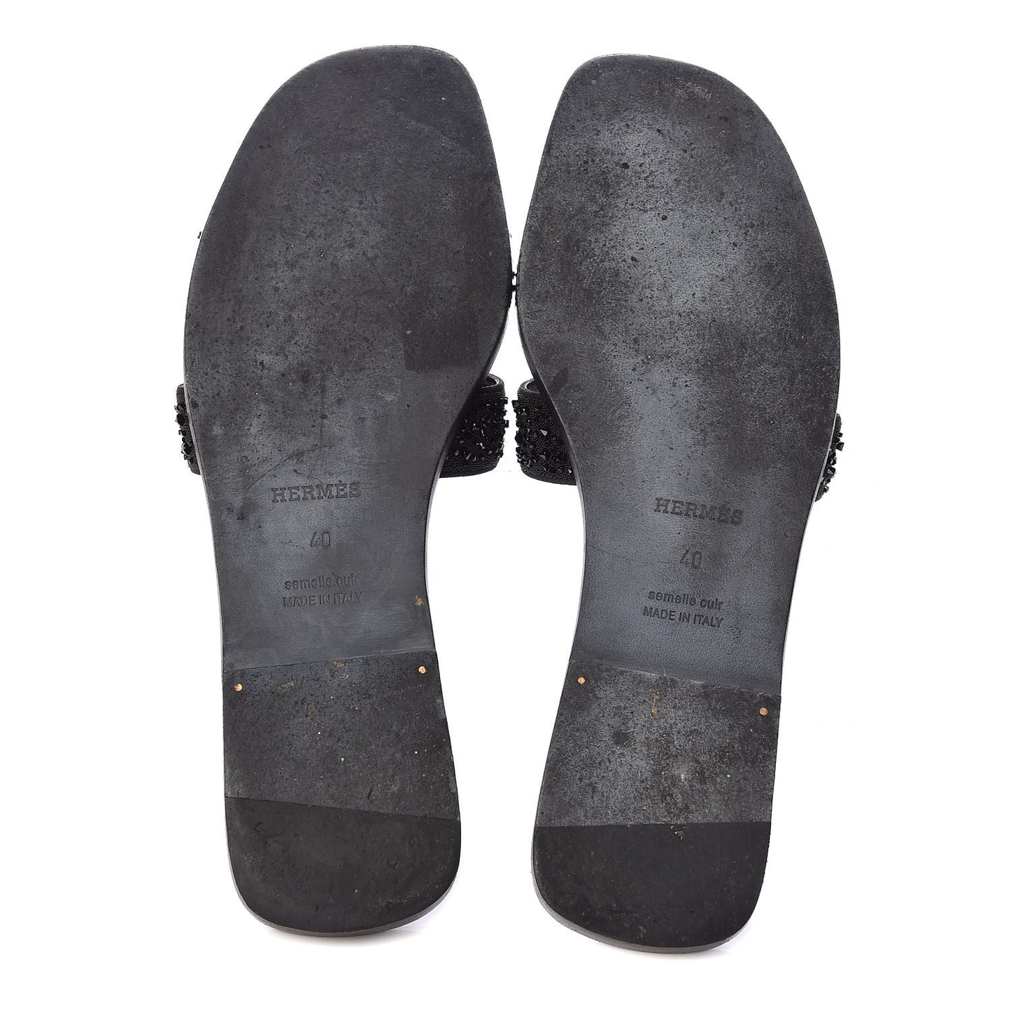 Calfskin Studded Oran Sandals 40 Black