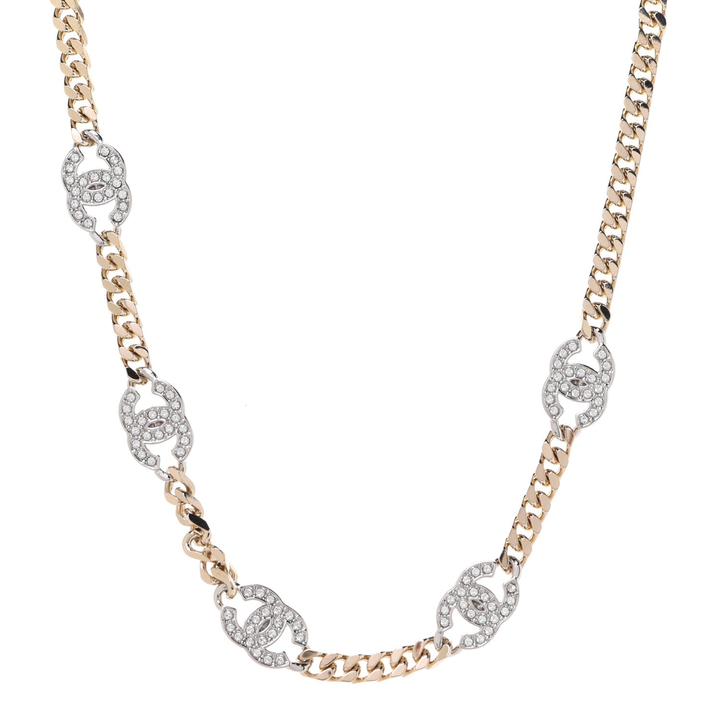 Crystal Chain CC Link Choker Gold Silver