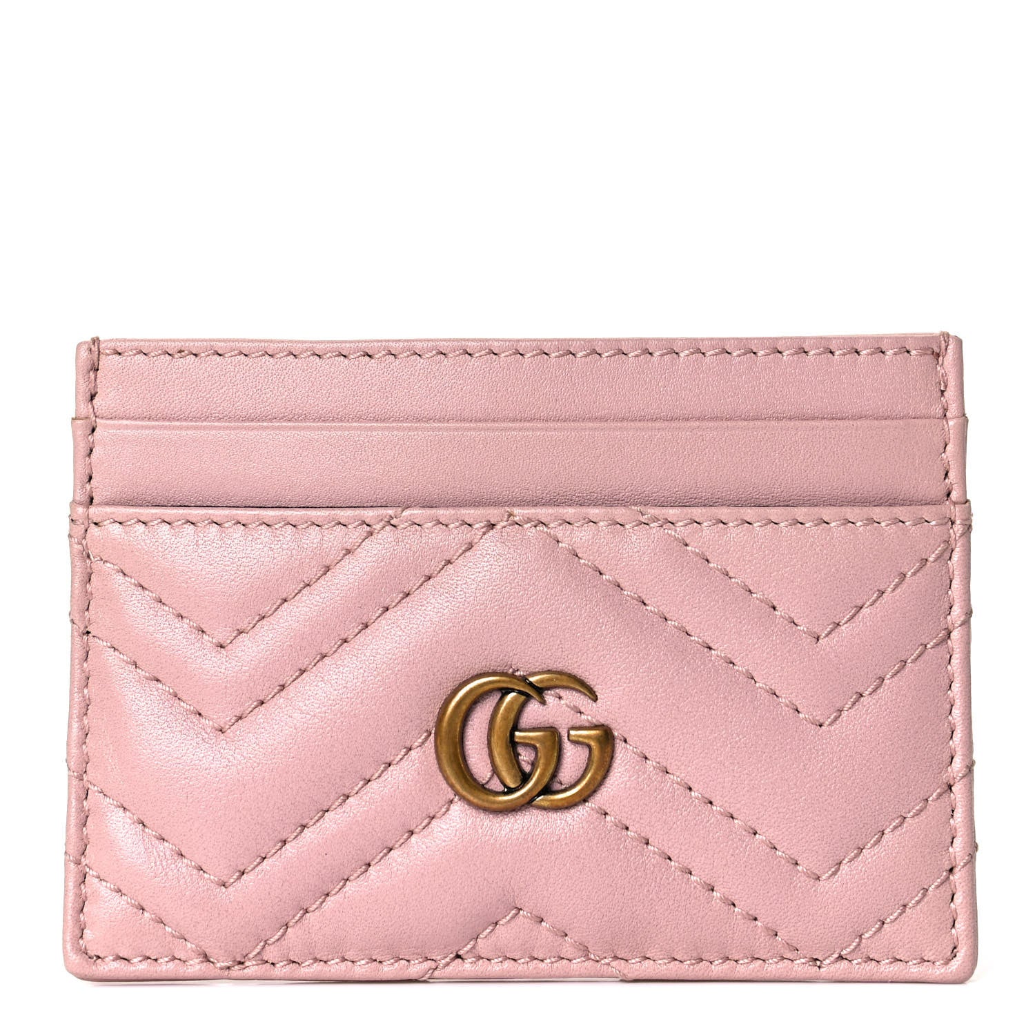 Gucci Calfskin Matelasse GG Marmont Card Holder Perfect Pink 1 of 8