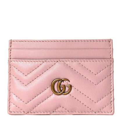 Gucci Calfskin Matelasse GG Marmont Card Holder Perfect Pink 1 of 8