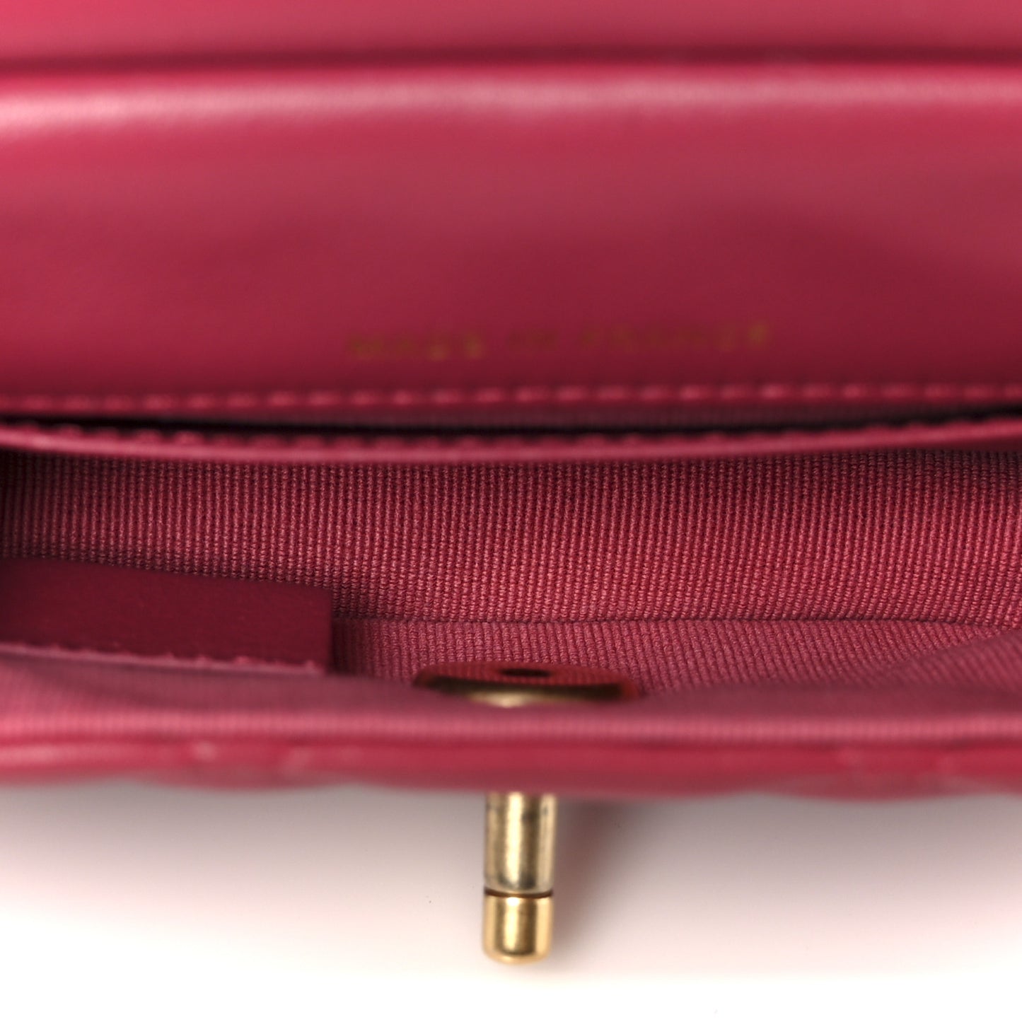 Calfskin Quilted Lady Handle Flap Card Holder With Chain Dark Pink