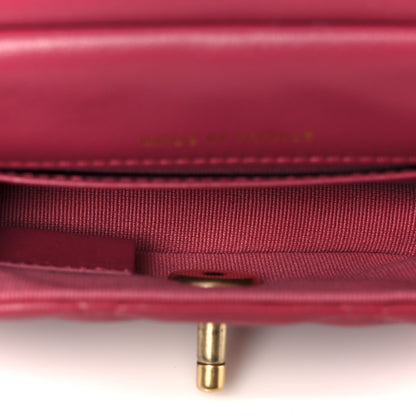 Chanel Calfskin Quilted Lady Handle Flap Card Holder With Chain Dark Pink 5 of 13